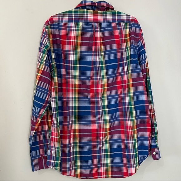 Ralph Lauren colorful rainbow plaid casual button down shirt size XL preppy - Picture 9 of 15